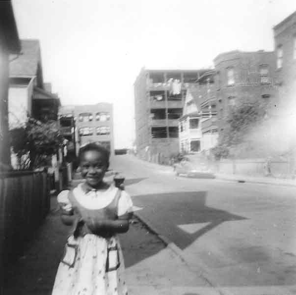 1955. Photograph of Brenda Smith on the former 10th Street in the North End. Photograph provided by Willie Mae Burgess.